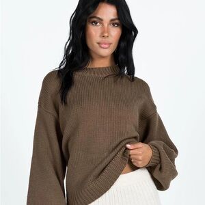 HARMONY BALLOON SLEEVE KNIT
SWEATER DARK BROWN